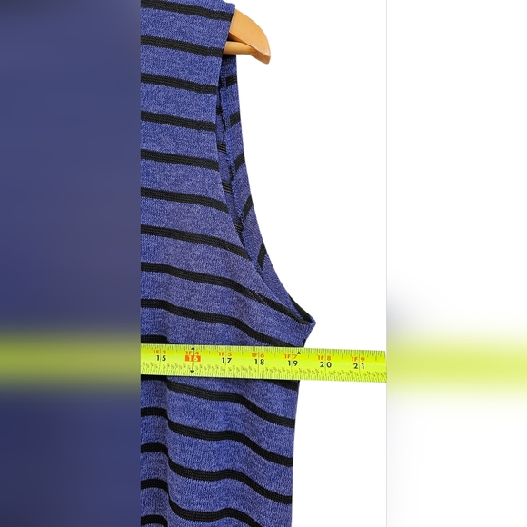 LuLaRoe- 'Joy' Long Striped Sleeveless Cardigan Open Front Large Side Slits - Picture 6 of 7
